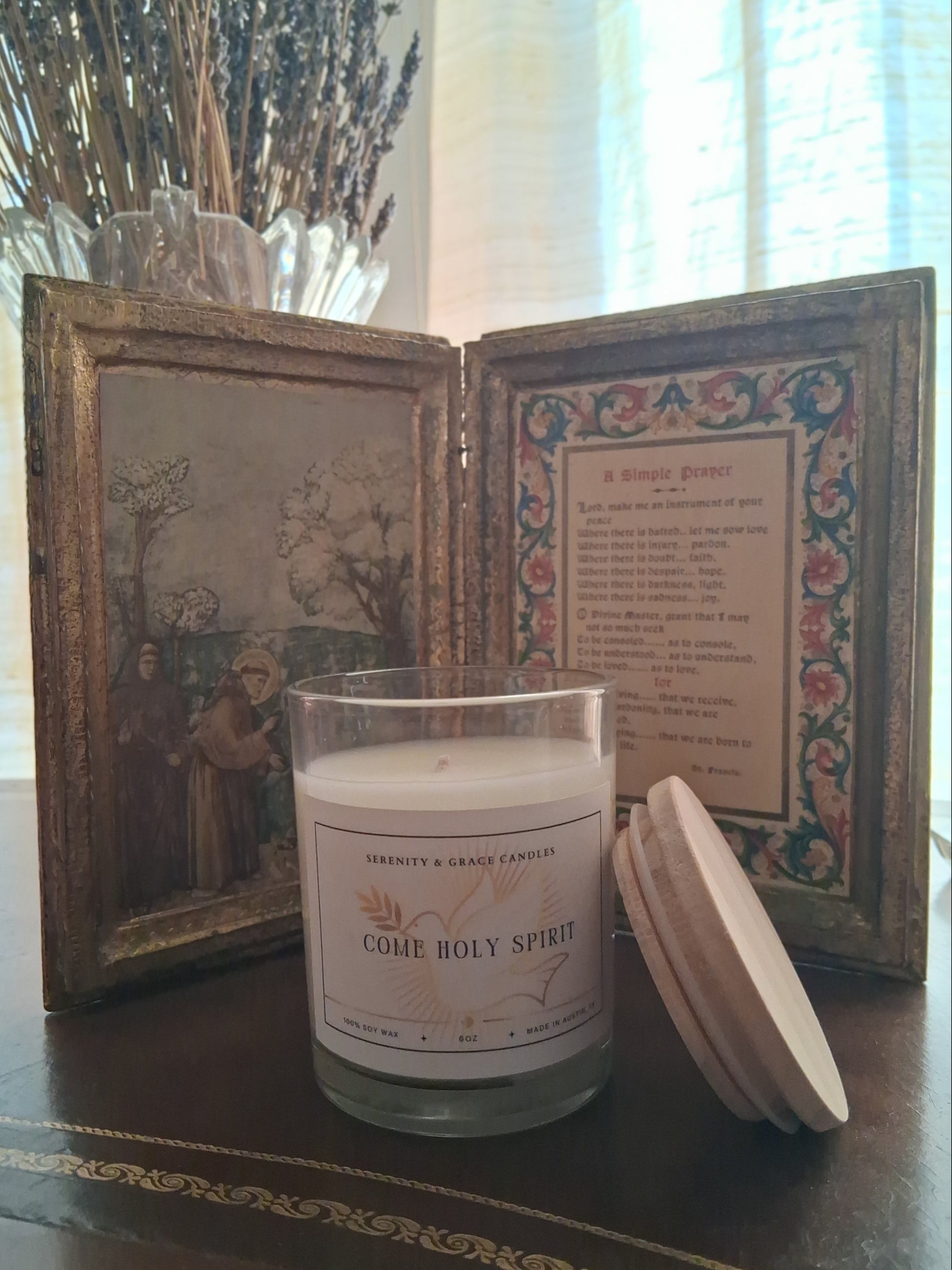 Holy Spirit Candle with prayer image